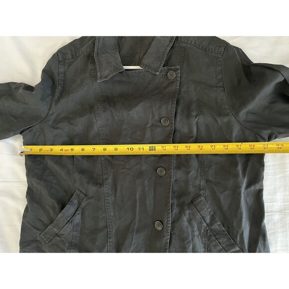 Eileen Fisher Moto Blazer Asymmetrical Jacket Pockets Zip Black Casual Chic Sz L - Picture 8 of 11